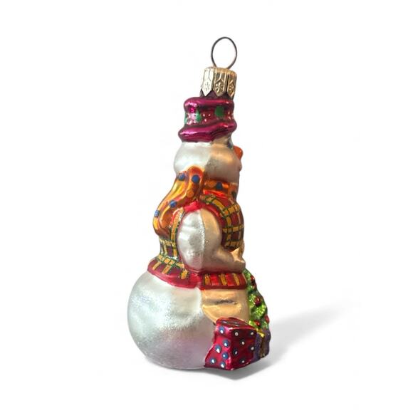 Christopher Radko Snowman W Presents Tree Pipe Gem Christmas Ornament 3.5” - Picture 4 of 6